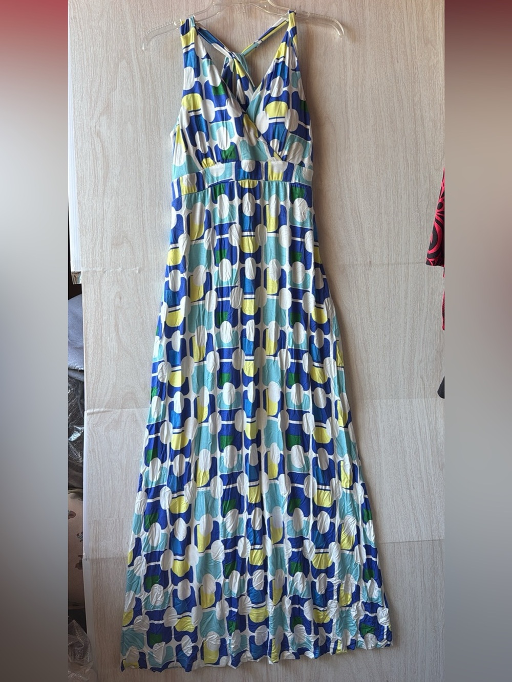 Soma Blue, White & Yellow Geometric Maxi Dress